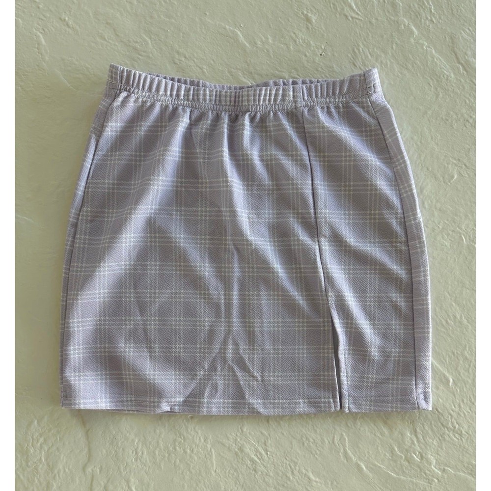 SHEIN Light Purple Plaid Mini Skirt